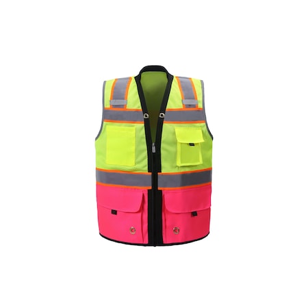 2W International Premium Surveyor Vest, Pink, Large, Class 2 SV544PKC-2 L